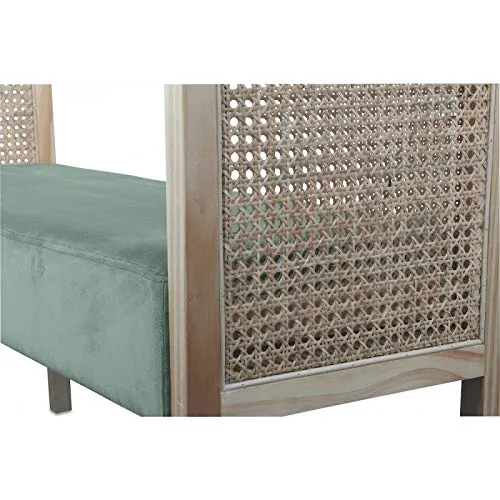 Déco en Ligne - Banquette Cannage et Velours Vert d'eau