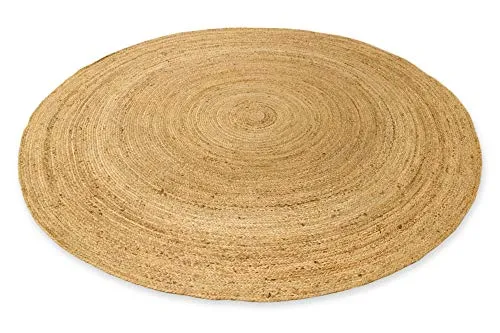 HAMID Tapis Jute Naturel - Alhambra Rond Tapis 100% Fibre de Jute (Naturel, 200x200cm)