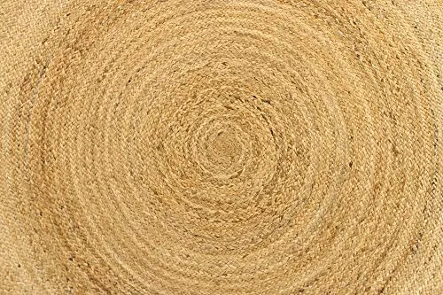 HAMID Tapis Jute Naturel - Alhambra Rond Tapis 100% Fibre de Jute (Naturel, 200x200cm)