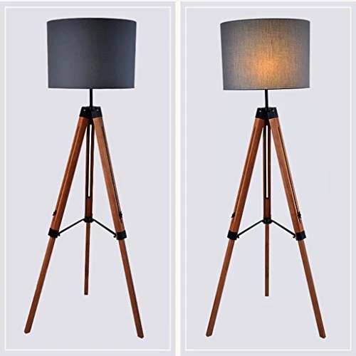 FORWIN Lampadaire- Solide Bois Trois Pieds Lampadaire Salon Chambre Bureau Lampe Éclairage intérieur (Couleur : NOIR)