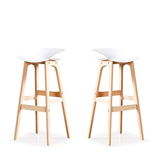 Designetsamaison Lot de 2 chaises Hautes Blanche - Bera