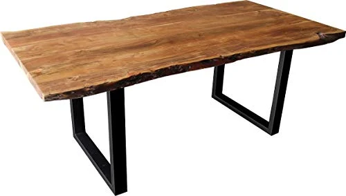 Main Möbel Nepali Table d'arbre en Acacia et Fer Noir 180 x 100 cm