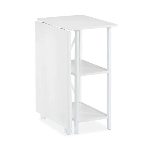 Relaxdays Bureau Pliable,Table Peu encombrante, 2 étagères, pour Travail à la Maison,Chambre d’ado, Choix de Couleurs, Panneau de Particules, Fer, Weiß, 76 x 107 x 55 cm