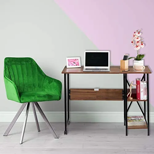Relaxdays Bureau Pliable,Table Peu encombrante, 2 étagères, pour Travail à la Maison,Chambre d’ado, Choix de Couleurs, Panneau de Particules, Fer, Weiß, 76 x 107 x 55 cm