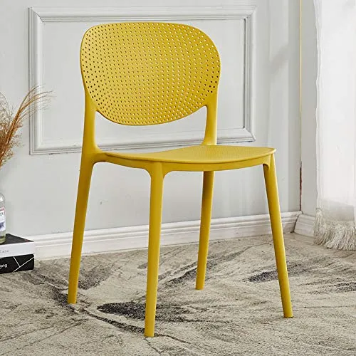 ZZLYZ Chaise en Plastique, Dos Ouvert Et Surface Siège De Design Intégré, Cuisine Bar Salon Négociation Chaise À Manger, Mis 18.1X20.1X31.9 Pouces en Deux Parties,Jaune