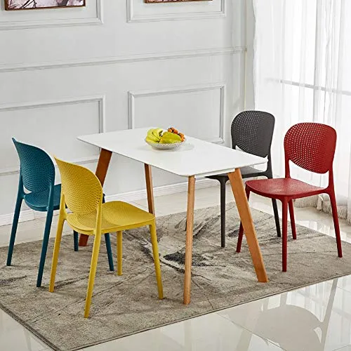 ZZLYZ Chaise en Plastique, Dos Ouvert Et Surface Siège De Design Intégré, Cuisine Bar Salon Négociation Chaise À Manger, Mis 18.1X20.1X31.9 Pouces en Deux Parties,Jaune