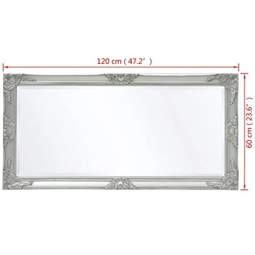 Tidyard Miroir Mural Magnifique pour Salle de Bain/Dressing Style Baroque Argenté 120 x 60 cm