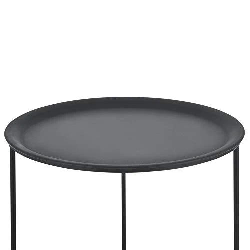 [en.casa] Set de 3 Tables Basses Ensemble de 3 Tables Gigognes Table de Salon Table de Rangement Desserte Métal Noir Tailles Différentes