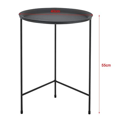 [en.casa] Set de 3 Tables Basses Ensemble de 3 Tables Gigognes Table de Salon Table de Rangement Desserte Métal Noir Tailles Différentes