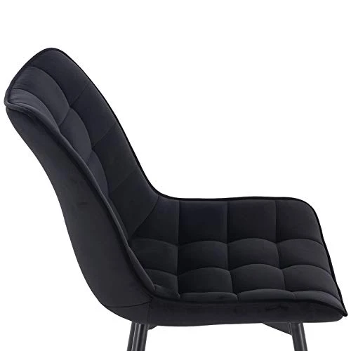 WOLTU BH142sz-2 Chaise de Salle à Manger Lot de 2 Chaise de Cuisine Assise rembourrée en Velours Pieds en métal Stable,Noir