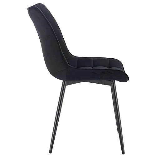 WOLTU BH142sz-2 Chaise de Salle à Manger Lot de 2 Chaise de Cuisine Assise rembourrée en Velours Pieds en métal Stable,Noir