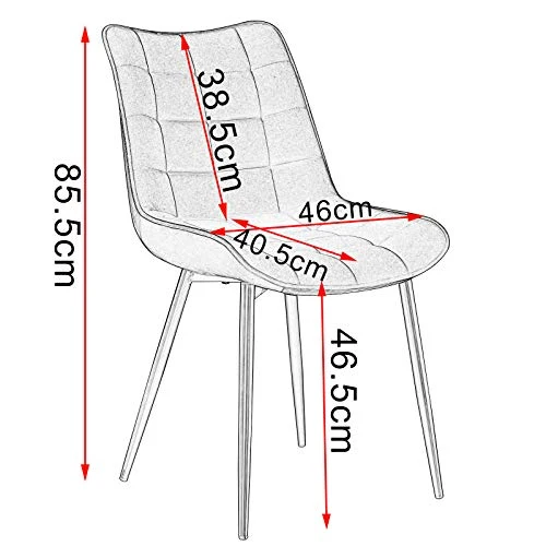 WOLTU BH142sz-2 Chaise de Salle à Manger Lot de 2 Chaise de Cuisine Assise rembourrée en Velours Pieds en métal Stable,Noir