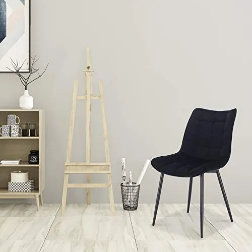 WOLTU BH142sz-2 Chaise de Salle à Manger Lot de 2 Chaise de Cuisine Assise rembourrée en Velours Pieds en métal Stable,Noir