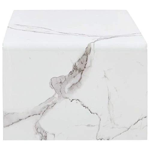 Tidyard Table Basse Blanc Marbre Table Basse de Style Moderne 98 x 45 x 31 cm Verre incassable