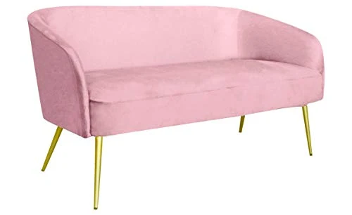 Menzzo Goldman Canapé en Velours, Bois, Rose, L150 x P70 x H75 cm