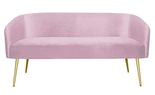 Menzzo Goldman Canapé en Velours, Bois, Rose, L150 x P70 x H75 cm