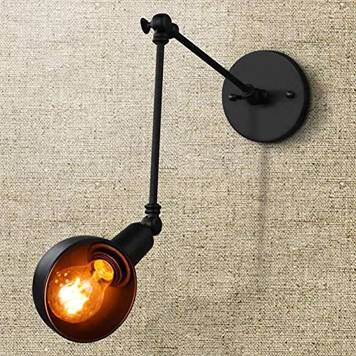Fuloon Rétro Industriel Créatif Applique de Bras Long Angle Ajustable Finition de Fer LOFT Style Vintage