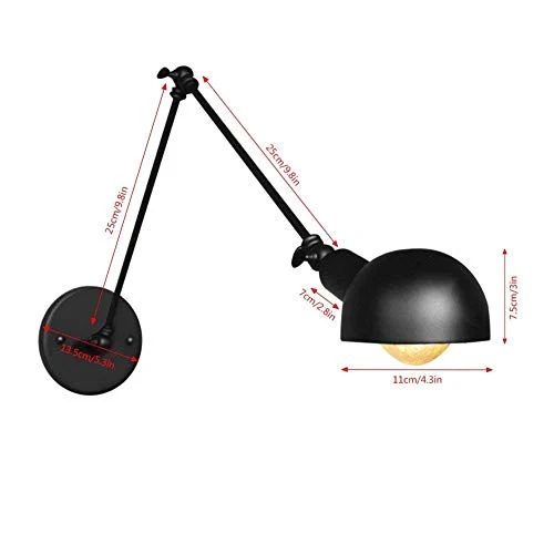 Fuloon Rétro Industriel Créatif Applique de Bras Long Angle Ajustable Finition de Fer LOFT Style Vintage