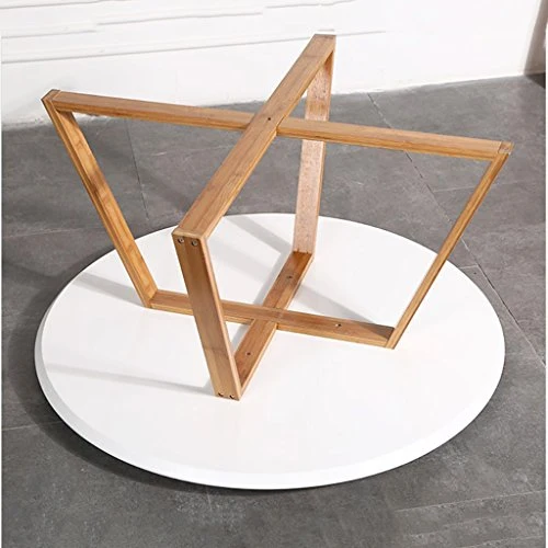 YNLRY Table Ronde Thé Table Table Basse Table Basse Salon Chambre Table D'appoint Table Ronde, Jambes en Bambou + Cut Surface Design (Color : White, Size : 80 * 80 * 44CM)