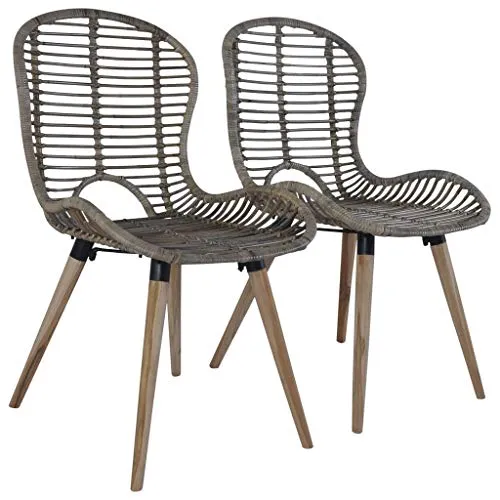 Tidyard 4 pcs Chaise de Jardin | Chaises de Salle à Manger | Chaises d'Extérieur en Rotin 48x64x85 cm Marron