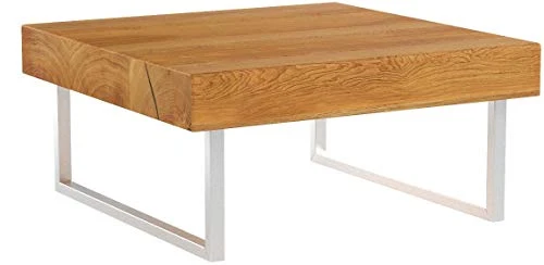 HomeTrends4You 266222 Table Basse en chêne Massif huilé, 75 x 35 x 75 cm