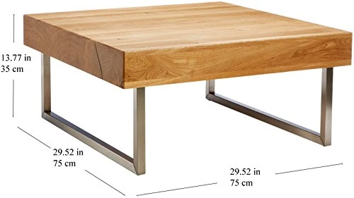 HomeTrends4You 266222 Table Basse en chêne Massif huilé, 75 x 35 x 75 cm