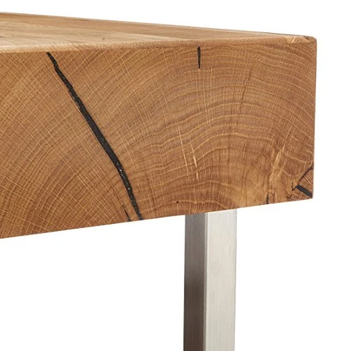 HomeTrends4You 266222 Table Basse en chêne Massif huilé, 75 x 35 x 75 cm