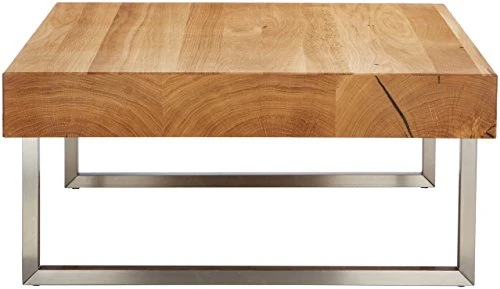 HomeTrends4You 266222 Table Basse en chêne Massif huilé, 75 x 35 x 75 cm