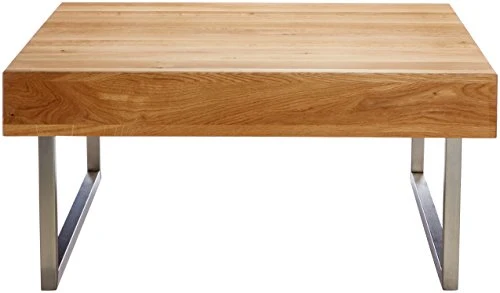 HomeTrends4You 266222 Table Basse en chêne Massif huilé, 75 x 35 x 75 cm
