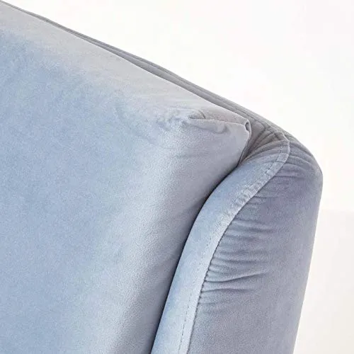 HOMESCAPES Fauteuil Velours, Fauteuil Scandinave en Tissu Betsy, Bleu Clair