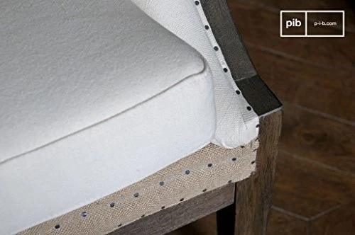 Fauteuil Baroque Cambridge - Bois Massif, Produit atypique, Finition patinée | Design capitonné pour Un Style bohème élégant - Blanc Creme (L64 x H104 x P64 cm)