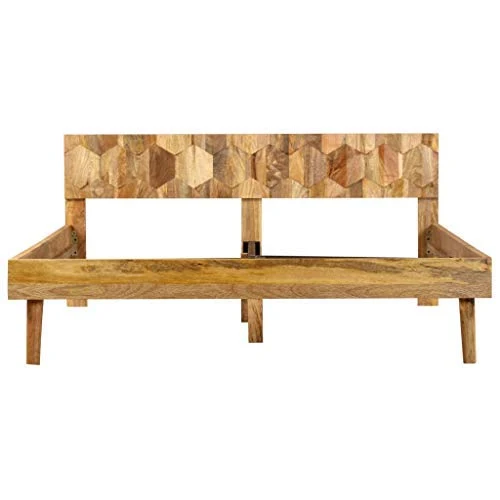 Tidyard Cadre de Lit 160 x 200 cm | Cadre de Lit 2 Personnes | Cadre de Lit Bois de Manguier Massif 160 x 200 cm