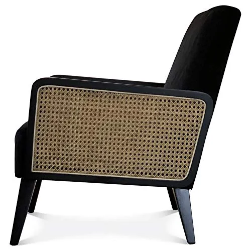 Déco en Ligne - Fauteuil Velours Noir cannage