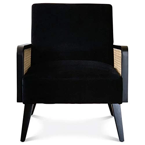 Déco en Ligne - Fauteuil Velours Noir cannage
