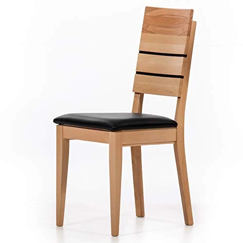 Marque Amazon - Alkove - Hayes - Set de 2 fauteuils en bois massif avec siège tapissé, C-ur de hêtre