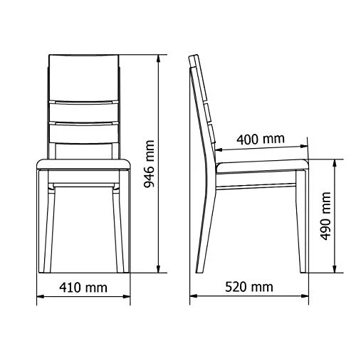 Marque Amazon - Alkove - Hayes - Set de 2 fauteuils en bois massif avec siège tapissé, C-ur de hêtre
