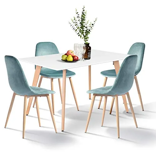 Meubles Cosy Table à Manger de Cuisine Table Basse de Détente Blanche et Rectangulaire en Bois Guéridon de Salle de Conférence 110*70*74 cm