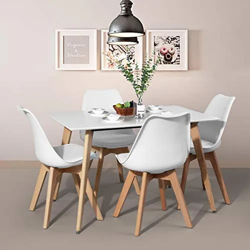 Meubles Cosy Table à Manger de Cuisine Table Basse de Détente Blanche et Rectangulaire en Bois Guéridon de Salle de Conférence 110*70*74 cm