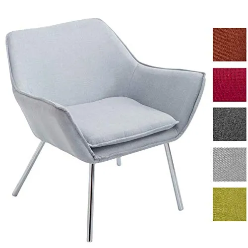 CLP Fauteuil Lounge Design Caracas Tissu I Chaise Confortable Assise et Dossier rembourrés Accoudoir I Fauteuil de Salon Piètement en Métal Gris
