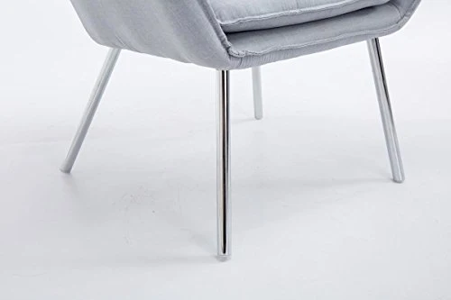 CLP Fauteuil Lounge Design Caracas Tissu I Chaise Confortable Assise et Dossier rembourrés Accoudoir I Fauteuil de Salon Piètement en Métal Gris