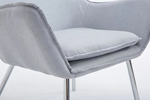 CLP Fauteuil Lounge Design Caracas Tissu I Chaise Confortable Assise et Dossier rembourrés Accoudoir I Fauteuil de Salon Piètement en Métal Gris