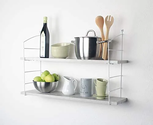 Element System Wire & Wood Set d'étagères rétro avec 2 étagères en bois Aspect béton