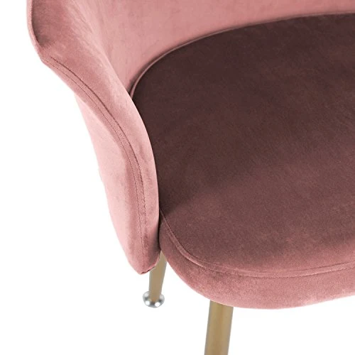 DORAFAIR Chaises pour Salle à Manger Confort en Velours Design Rétro Chaise scandinave, Fauteuil rembourré pour Salle à Manger avec Pattes en Métal en Finition Spray Gold,Rose