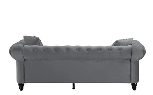 BHDesign Mila - Canapé Chesterfield 3 Places - Velours - Coloris Gris