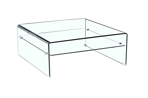 Meubletmoi Table Basse Verre trempé - Design carré avec étagère vitrée - Style Salon Moderne épuré - Ice