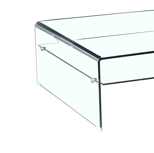 Meubletmoi Table Basse Verre trempé - Design carré avec étagère vitrée - Style Salon Moderne épuré - Ice