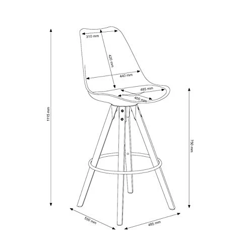 Marque Amazon - Movian Arendsee - Lot de 2 tabourets de bar, 55 x 48,5 x 111,5 cm, Marron