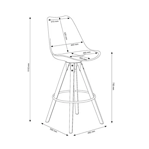 Marque Amazon - Movian Arendsee - Lot de 2 tabourets de bar, 55 x 48,5 x 111,5 cm, Marron