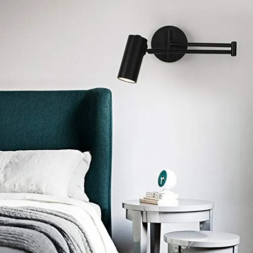 LIANGXX Réglable en Laiton Terminer 1 LumiÃre Applique Murale, LED de Lecture Le Bras Pivotant Mur Lampe, Lecture LED Lampe de Chevet Mur, Salon Applique 4000K (Color : Black)