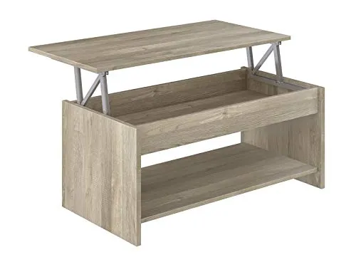 Marque Amazon - Movian - Table basse avec plateau relevable et petite étagère Aggol Modern, 50 x 100 x 44, Effet Chêne